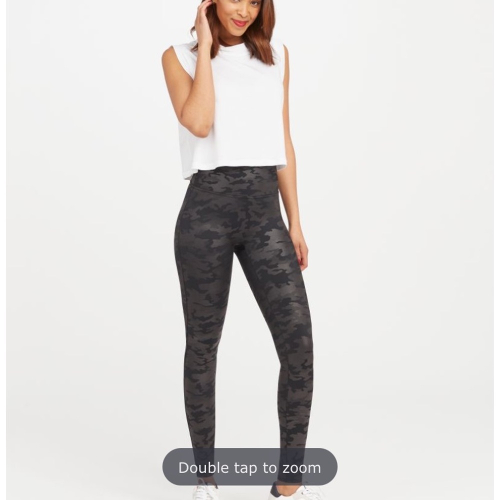 Spanx faux leather camo leggings